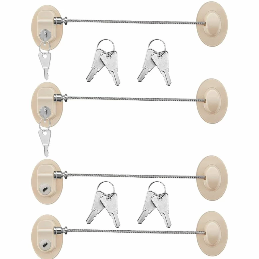 Hotop 4 Pack Child Safety Cabinet Locks with Keys - Self-Adhesive Refrigerator, Freezer, and Drawer Latches for Baby Proofing (Gray)