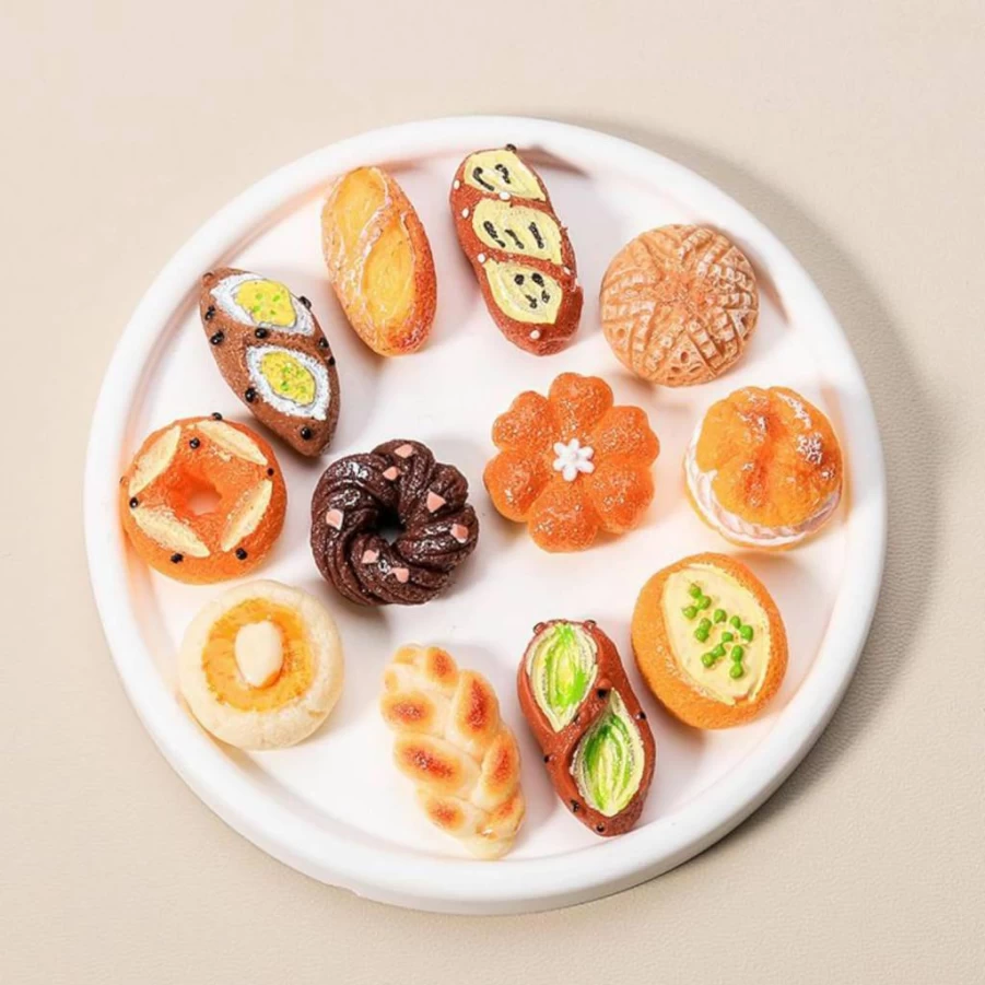 Esland 12-Piece Mini Bread-Themed Fridge Magnets Set - Cute Refrigerator Decor, Kitchen Accessories for Notes, Photos & Organization