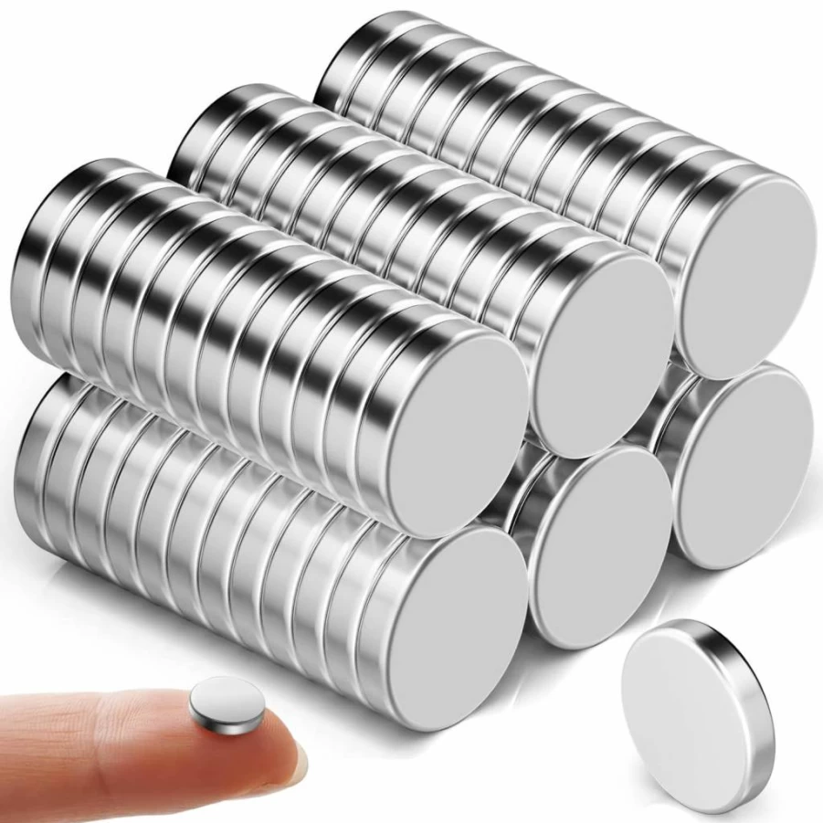 Junarter 50-Pack Small Round Neodymium Magnets for Crafts, Whiteboard, Refrigerator, Office & Science Projects - Strong Mini Fridge Magnets for DIY, Maps & Office Use