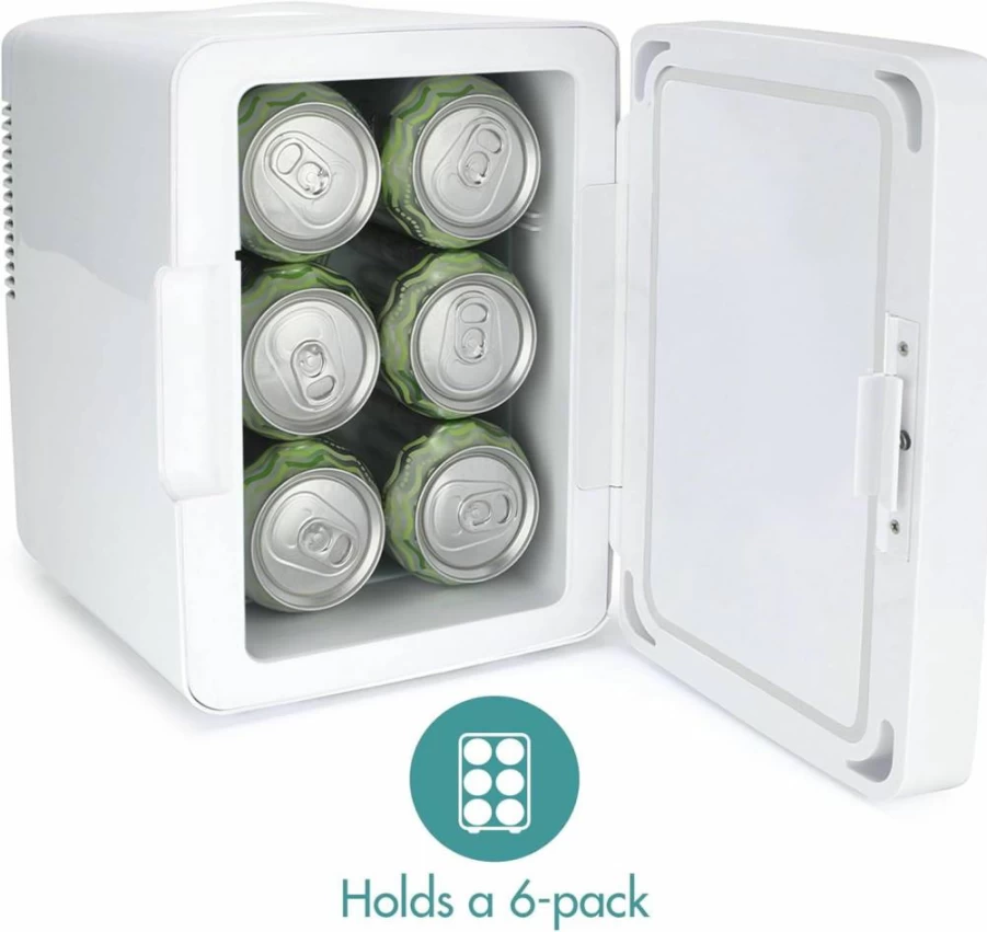 PERSONAL CHILLER 4L Portable Mini Fridge for Skincare, Beverages, Home & Bedroom - Low Noise, Compact, Pink-White Design