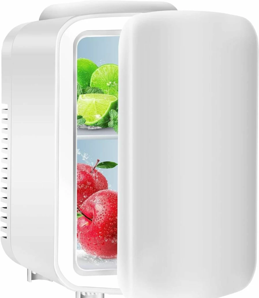 Simple Deluxe 4L Mini Fridge - Portable Cooler & Warmer for Skincare, Beverages, Cosmetics - Freon-Free Compact Refrigerator for Bedroom, Office, Dorm - White