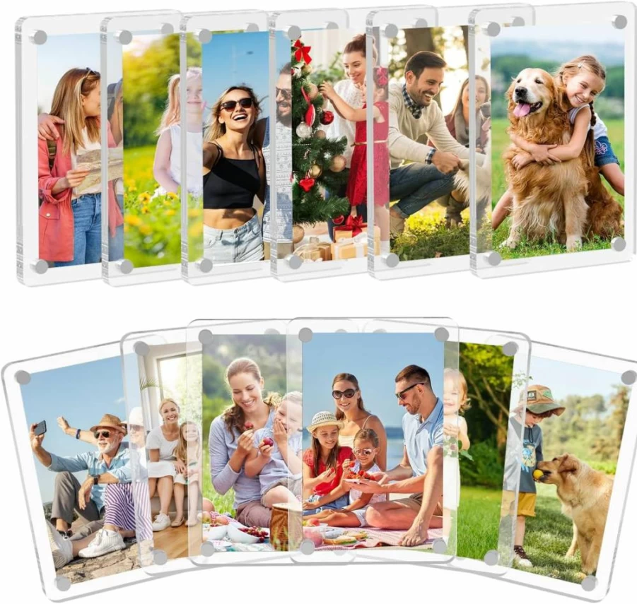 SAMYUCHO 25-Pack Clear Acrylic Magnetic Photo Frames for Refrigerator - 2.36"x3.54" Mini Wallet Size Picture Holders for Polaroid Instax Mini Fujifilm Photos