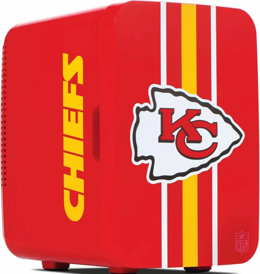 Ukonic NFL Kansas City Chiefs 15-Can Portable Mini Fridge 10L AC/DC Powered, Official Team Logo & Colors, Compact Cooler for Home, Office, Car, and Tailgating