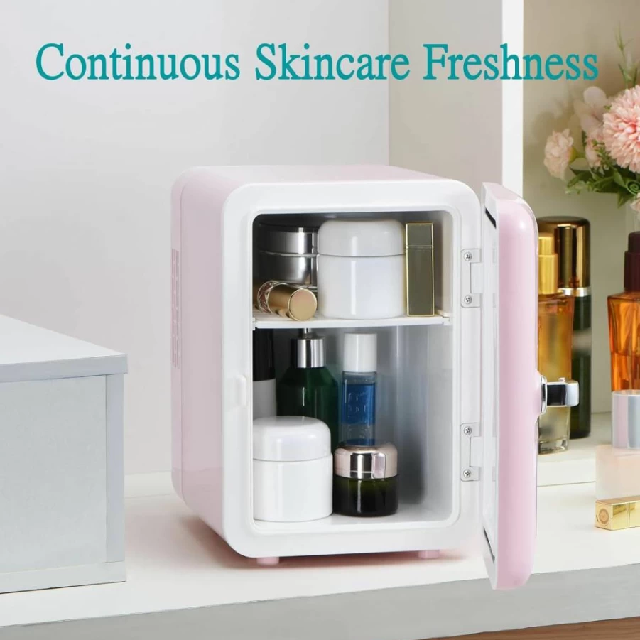 Iceblue 4L Mini Skincare Fridge with Viewing Window - Compact Beauty Cooler for Bedroom, Office, Dorm & Car, White