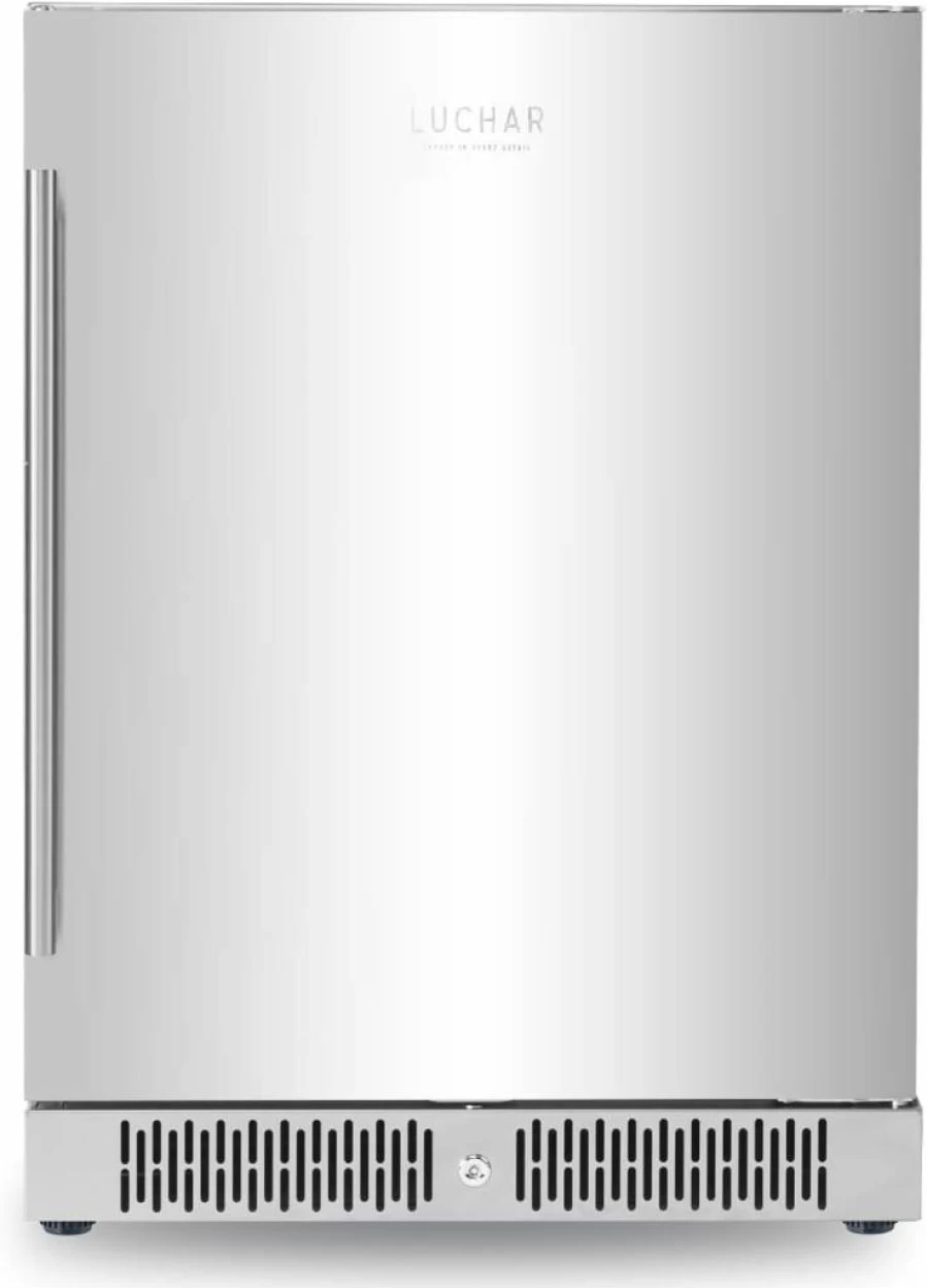 Akicon 24 Inch Mini Fridge with Quiet Operation (42dB), 164 Can Capacity, Safety Lock, Temperature Memory Touchscreen, Stainless Steel Door for Home or Office Use