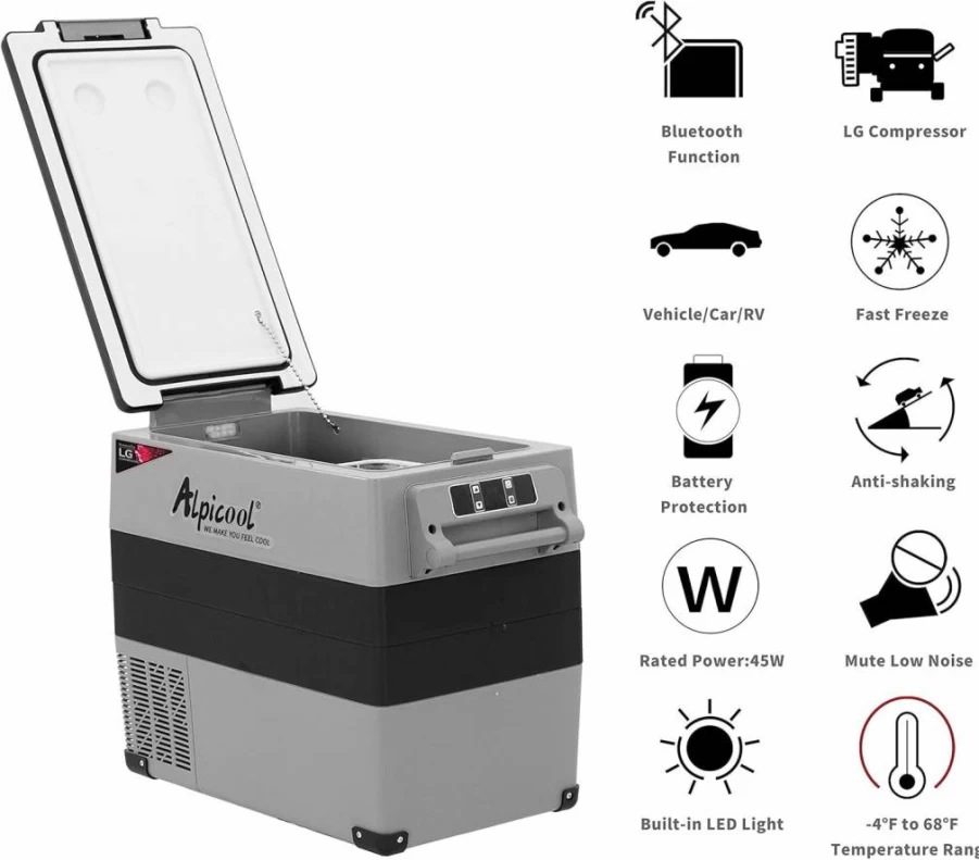 Alpicool CF35 12V/24V Portable Car Fridge Freezer - 30.6L (32 Quart) for Camping, RV, Truck - Fast Cooling -4°F to 68°F - DC/AC Power for Outdoor Use
