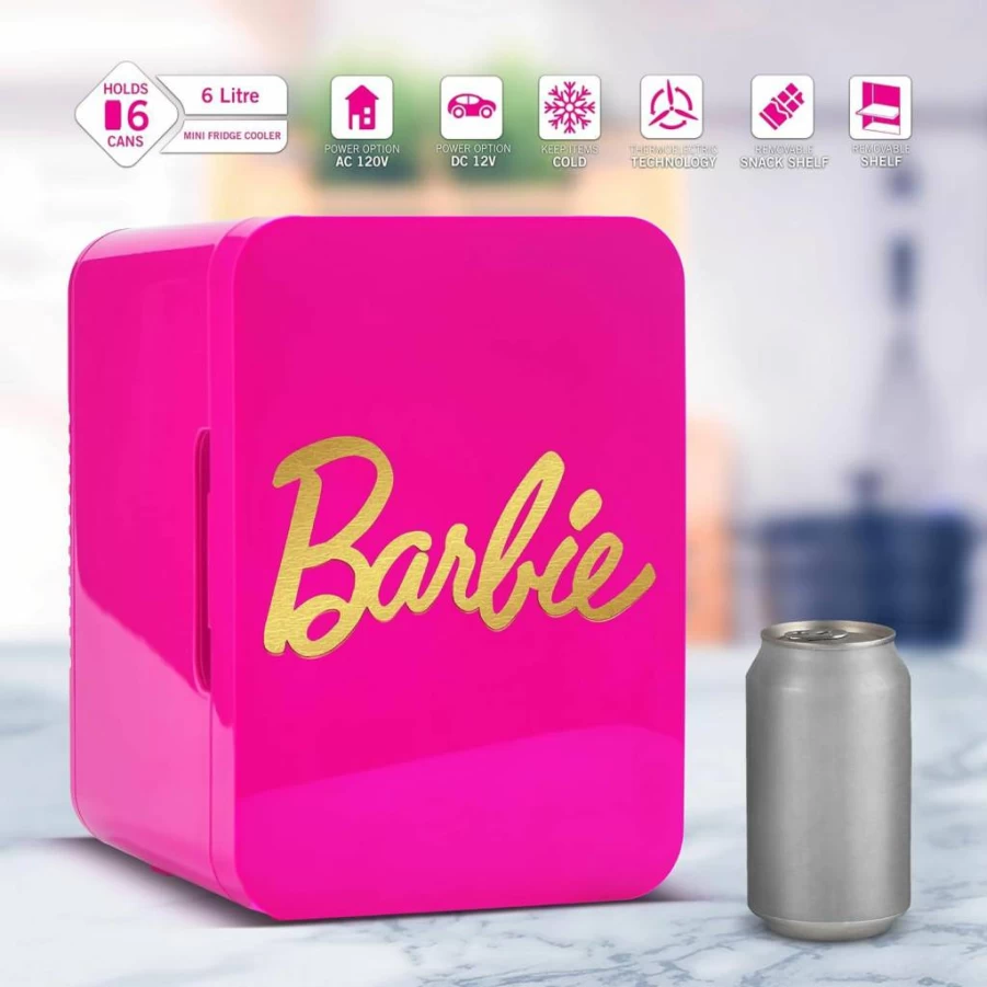 Ukonic 6 Can Mini Fridge Portable AC/DC Power for Barbie Dolls & Small Beverages