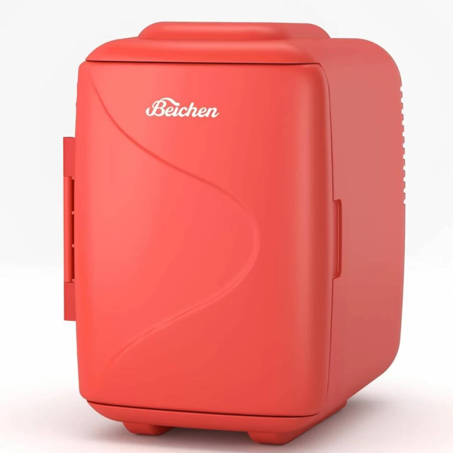BEICHEN Mini Fridge 4L/6 Can - Portable Skincare Cooler & Warmer for Cosmetics, Bedroom, Office, Car - Black Compact Refrigerator with Rapid Cooling Technology