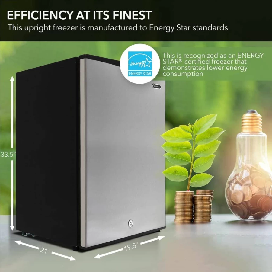 Whynter CUF-110B 1.1 Cu Ft Energy Star Upright Mini Freezer with Lock for Bedroom, Dorm, Office, Garage - Black Compact Appliance
